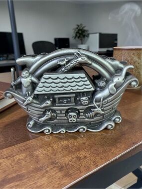 Noahs Ark Pewter Paperweight Letter Recipe Business Card Holder